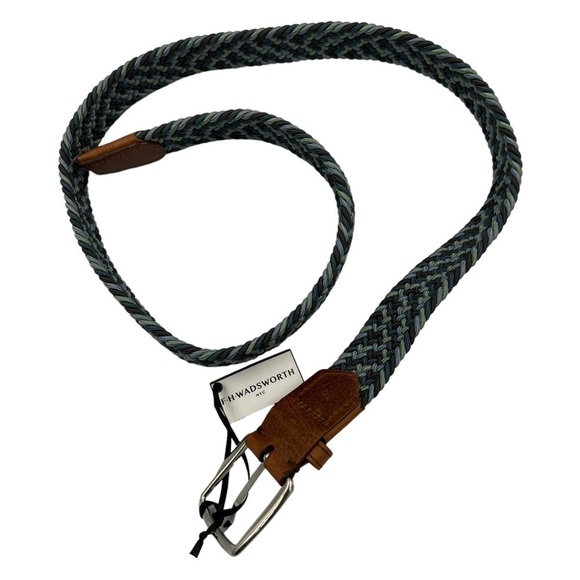 NWT F. H. Wadsworth Elastic Stretch Belt Blue Gray Green - Picture 5 of 5